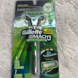 Gillette Mach 3 Sensitive Razor 1 Handle + 1 Cartridge DISCONTINUED Green Mach3